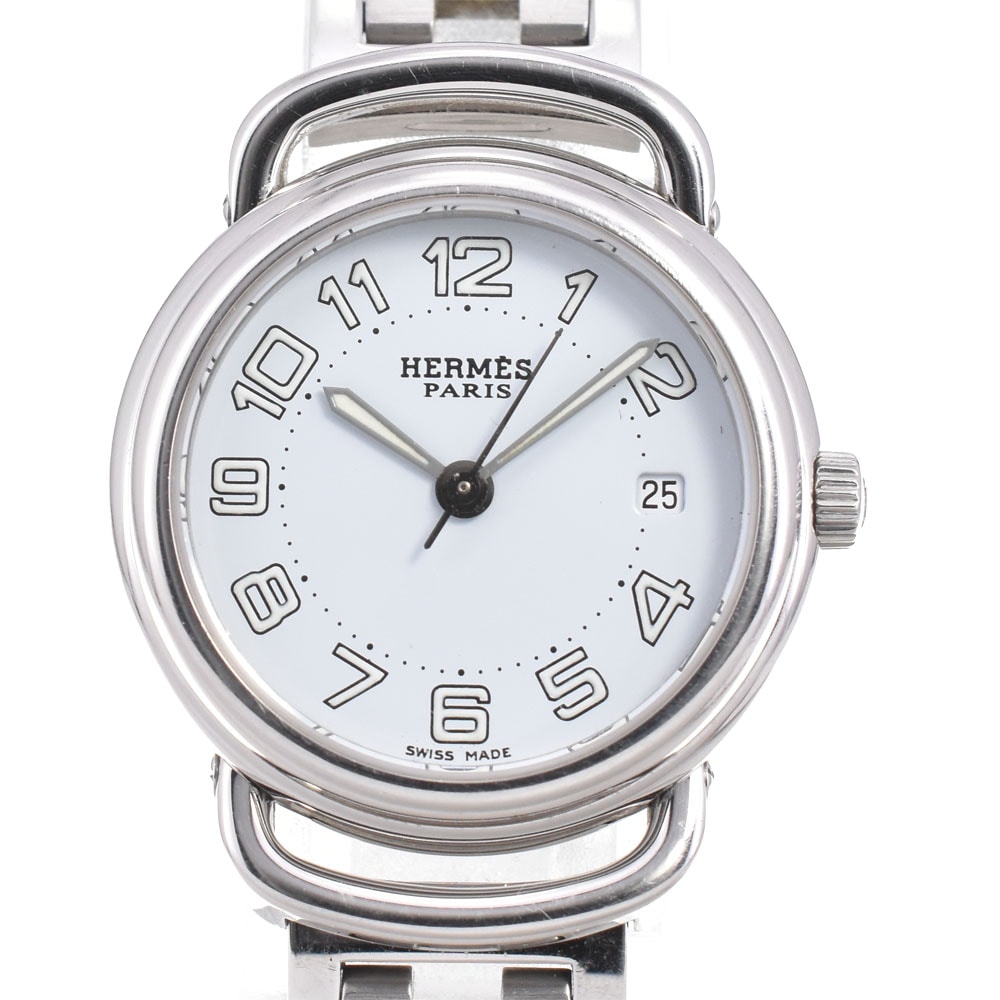 エルメス HERMES PU2.210 プルマン Dバックル クォーツ レディース 良品 箱・保証書付き R#146095