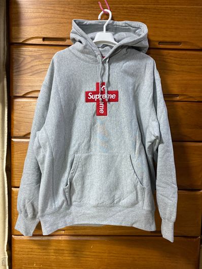 Supreme Cross Box Logo Hooded Sweatshirt "Grey"
