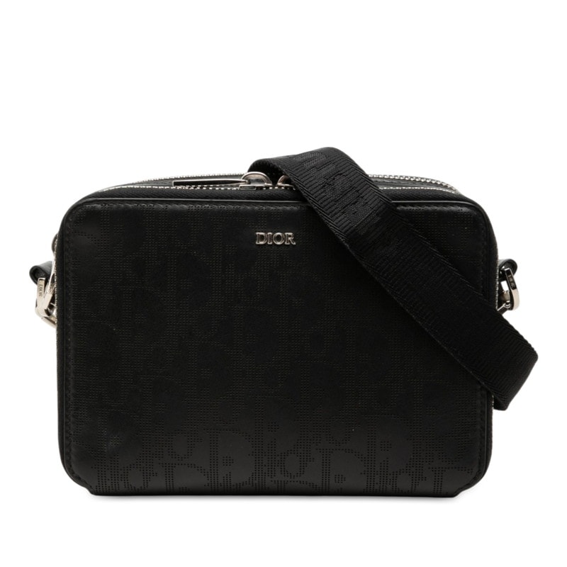 ディオール オブリーク ギャラクシー 斜め掛け ショルダーバッグ ブラック レザー レディース Dior 中古