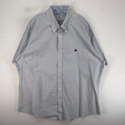 古着 ブルックスブラザーズ Brooks Brothers 半袖シャツ ワンポ REGENT 1818 XL ブルー系 ストライプ メンズ