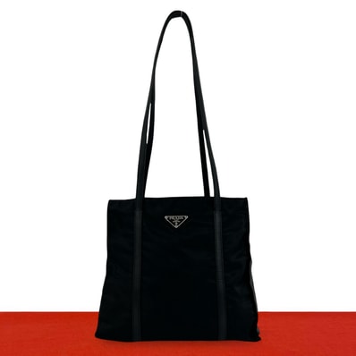 PRADA プラダ 三角ロゴ 金具 ナイロン レザー トートバッグ ブラック
25589