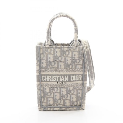 ディオール Dior BOOK TOTE ブックトート バーティカルバッグ ミニ フォンバッグ 2WAY ハンドバッグ バッグ キャンバス レディース グレー系 / ホワイト系 【中古】