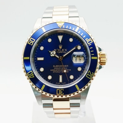 ROLEX ロレックス サブマリーナー デイト 青サブ F番 2005年 自動巻き 40mm ブルー YG/SS 腕時計 16613LB K18イエローゴールド ステンレススチール ブルー ゴールド シルバー メンズ【中古】