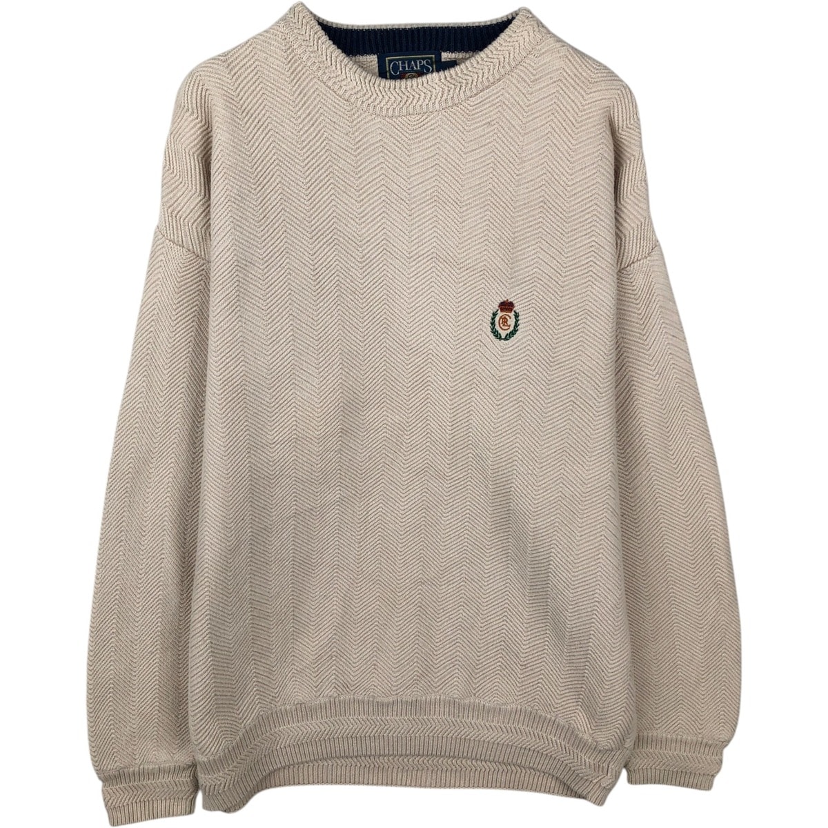古着 ラルフローレン Ralph Lauren CHAPS チャップス ヘリンボーン コットンニットセーター メンズXL相当/eaa637144