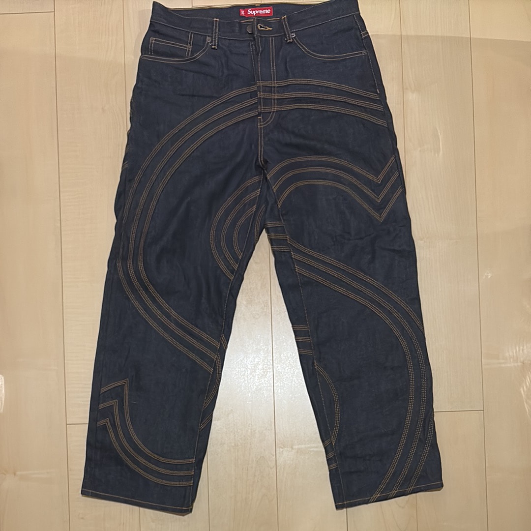 Supreme S Logo Rigid Baggy Jean "Rigid Indigo"