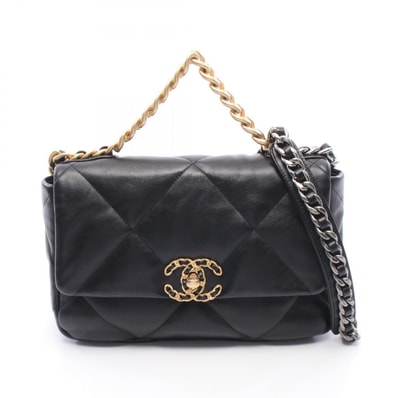シャネル CHANEL 19 ディズヌフ マトラッセ 2WAY ショルダーバッグ バッグ レザー レディース ブラック系 AS1160 【中古】