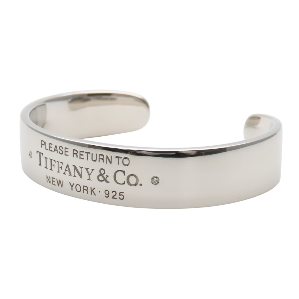【中古】 ティファニー ブレスレット ナローカフ リターントゥ シルバー925 ダイヤモンド 約31.7g シルバー 2PD バングル アクセサリー レディース 女性 TIFFANY&Co.