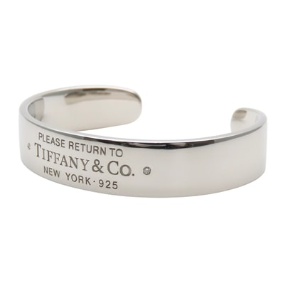 【中古】 ティファニー ブレスレット ナローカフ リターントゥ シルバー925 ダイヤモンド 約31.7g シルバー 2PD バングル アクセサリー レディース 女性 TIFFANY&Co.
