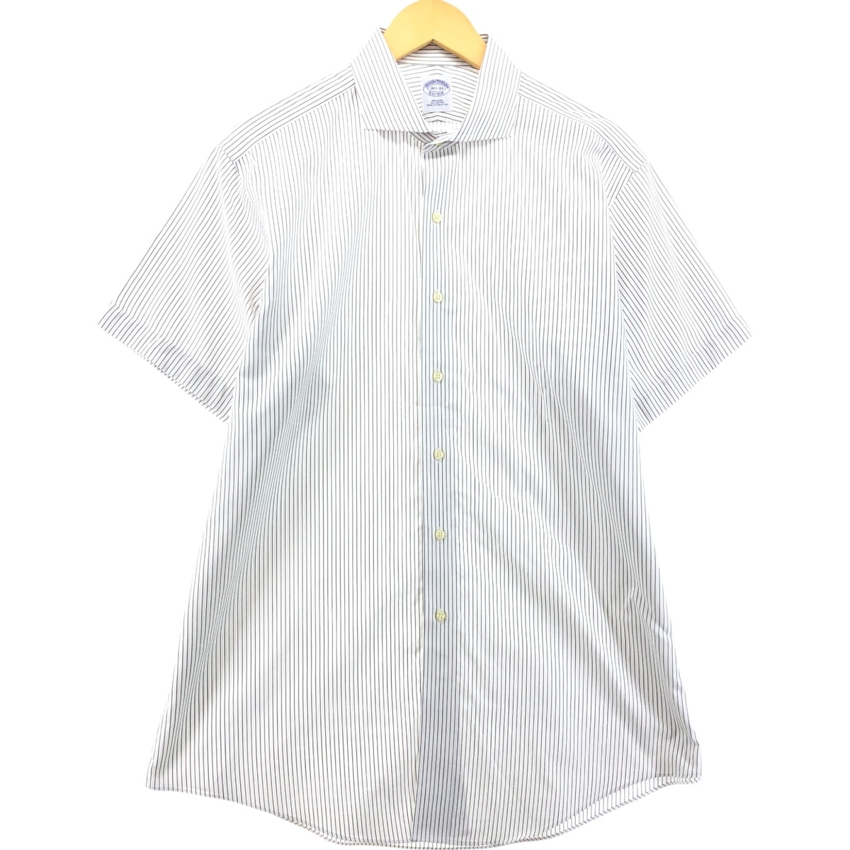 古着 ブルックスブラザーズ Brooks Brothers Est.1818 ワイドカラー 半袖 コットン ストライプシャツ メンズM相当/eaa562609