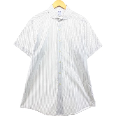 古着 ブルックスブラザーズ Brooks Brothers Est.1818 ワイドカラー 半袖 コットン ストライプシャツ メンズM相当/eaa562609