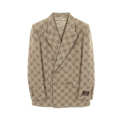 グッチ GUCCI ホースビット ダブルブレスト テーラードジャケット 衣料品 アウター ウール コットン メンズ ベージュ系 / ブラウン系 705284 【中古】
