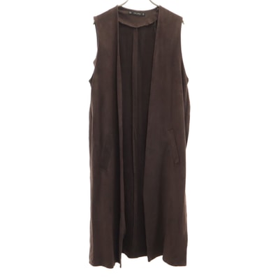 ZARA BASIC ザラベーシック フェイクスエード ロング ジレベスト M ブラウン