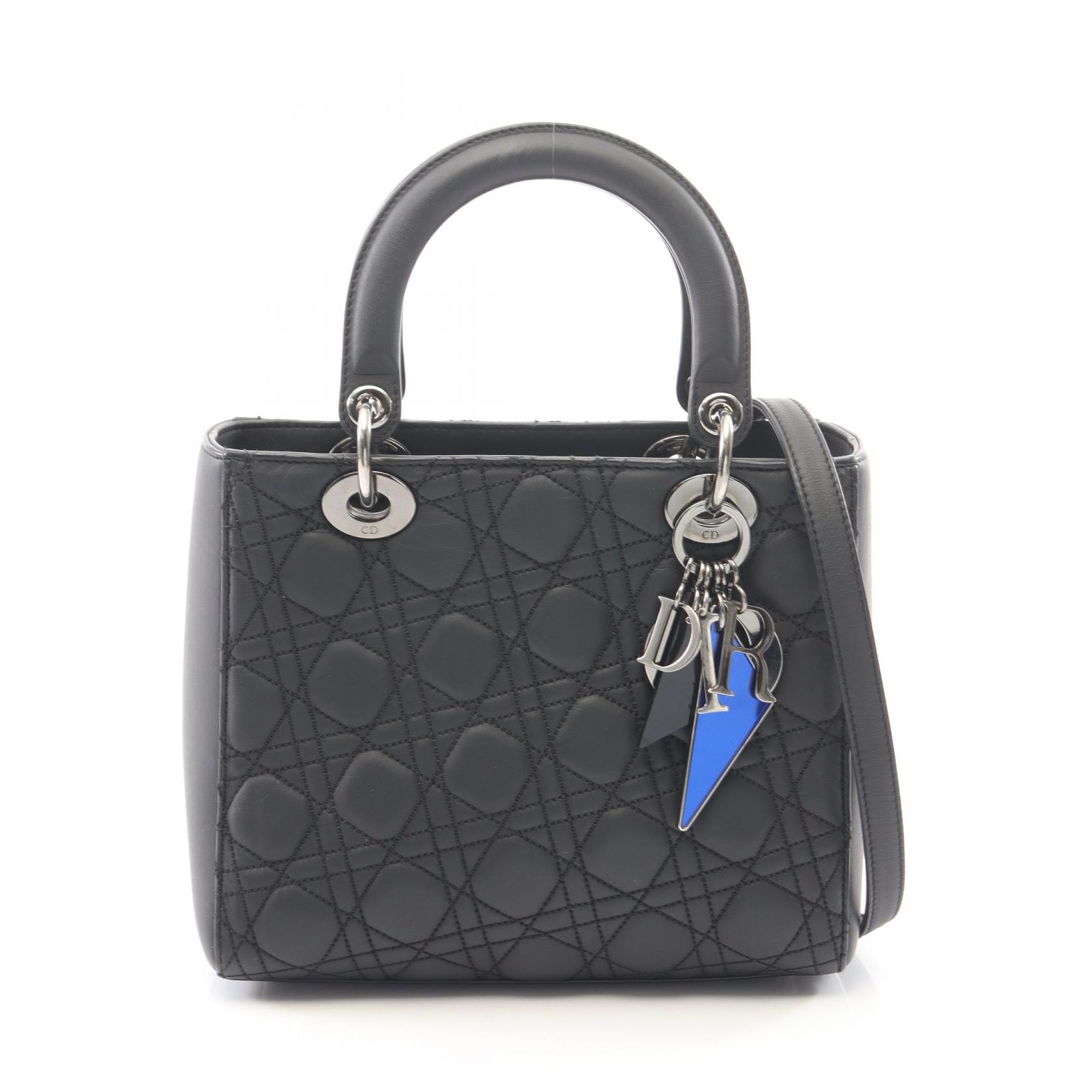 ディオール Dior LADY DIOR レディディオール カナージュ 2WAY ハンドバッグ バッグ レザー レディース ブラック系 【中古】