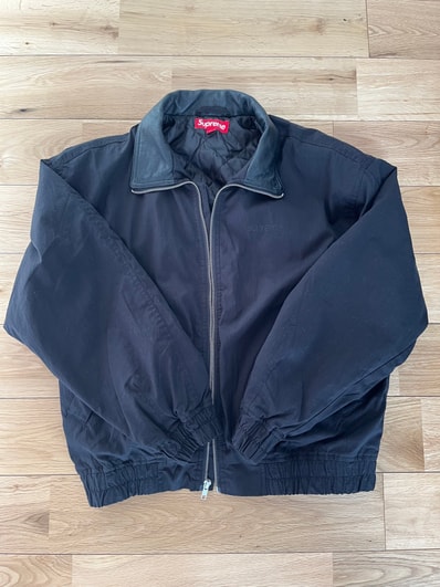 Supreme Leather Collar Utility Jacket "Black"