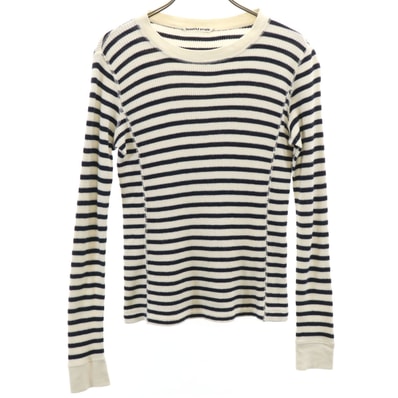 beautiful people ビューティフルピープル 日本製 ボーダー柄 長袖 サーマル Tシャツ XS アイボリー