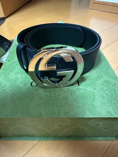 GUCCI GG Supreme Canvas Belt ”Black/Gray”