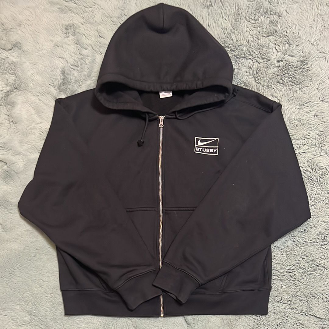 Stussy x Nike Stone Washed Fleece Zip Hoodie "Black" (US Size) FJ9175-010 
