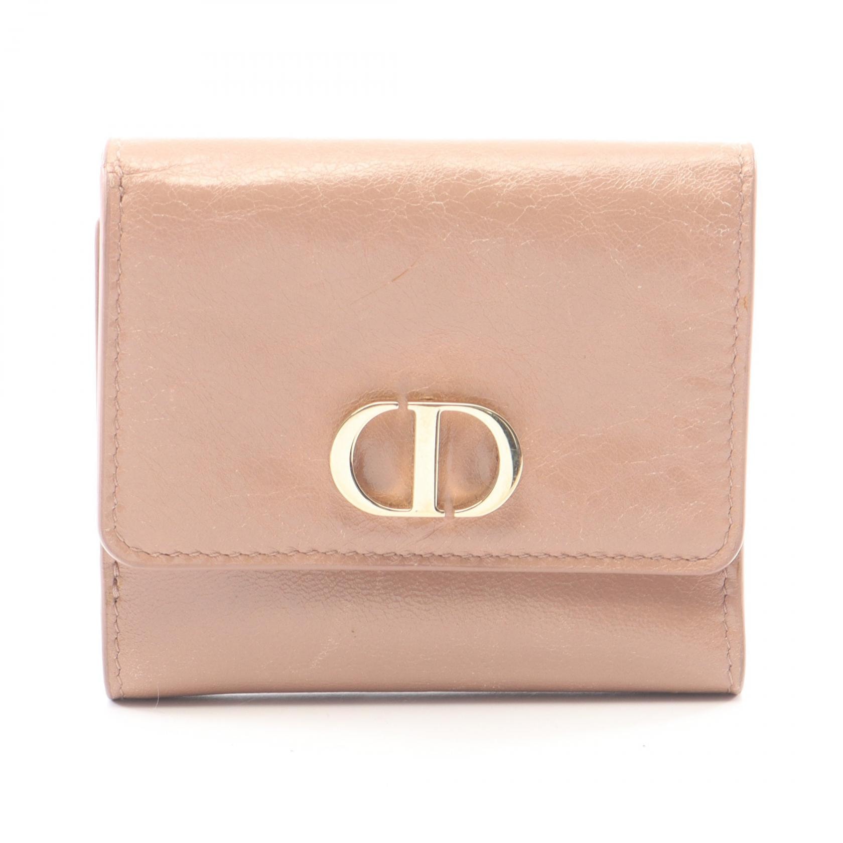 ディオール Dior 30 モンテーニュ 三つ折り財布 財布 レザー レディース ピンク系 【中古】