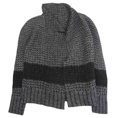 ISSEY MIYAKE イッセイミヤケ ジャケット MI41FO131 me ミー ニット転写 ボタンレス カーディガン ジャケット ブラック系【中古】