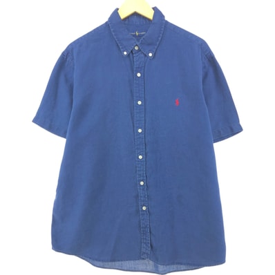 古着 ラルフローレン Ralph Lauren 半袖 リネン ボタンダウンシャツ メンズXL相当/eaa551685