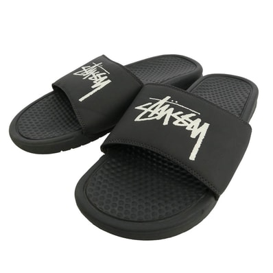 STUSSY ステューシー NIKE ナイキ 20SS CW2787-001 × Nike Benassi Slide Off Noir × ナイキ ベナッシ スライド オフノアール サンダル ブラック系 28cm【中古】
