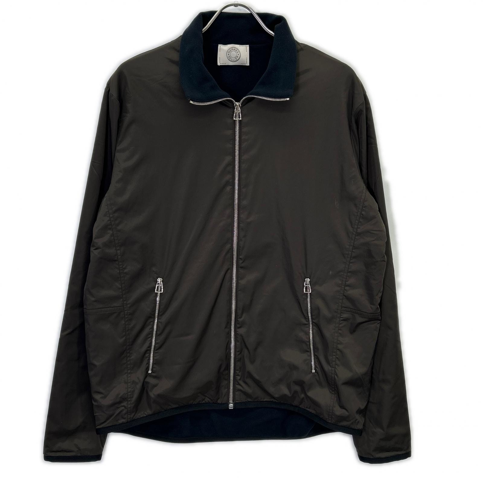 エルメス H800165E ブラウン 裏地フリース ナイロンジャケット XL