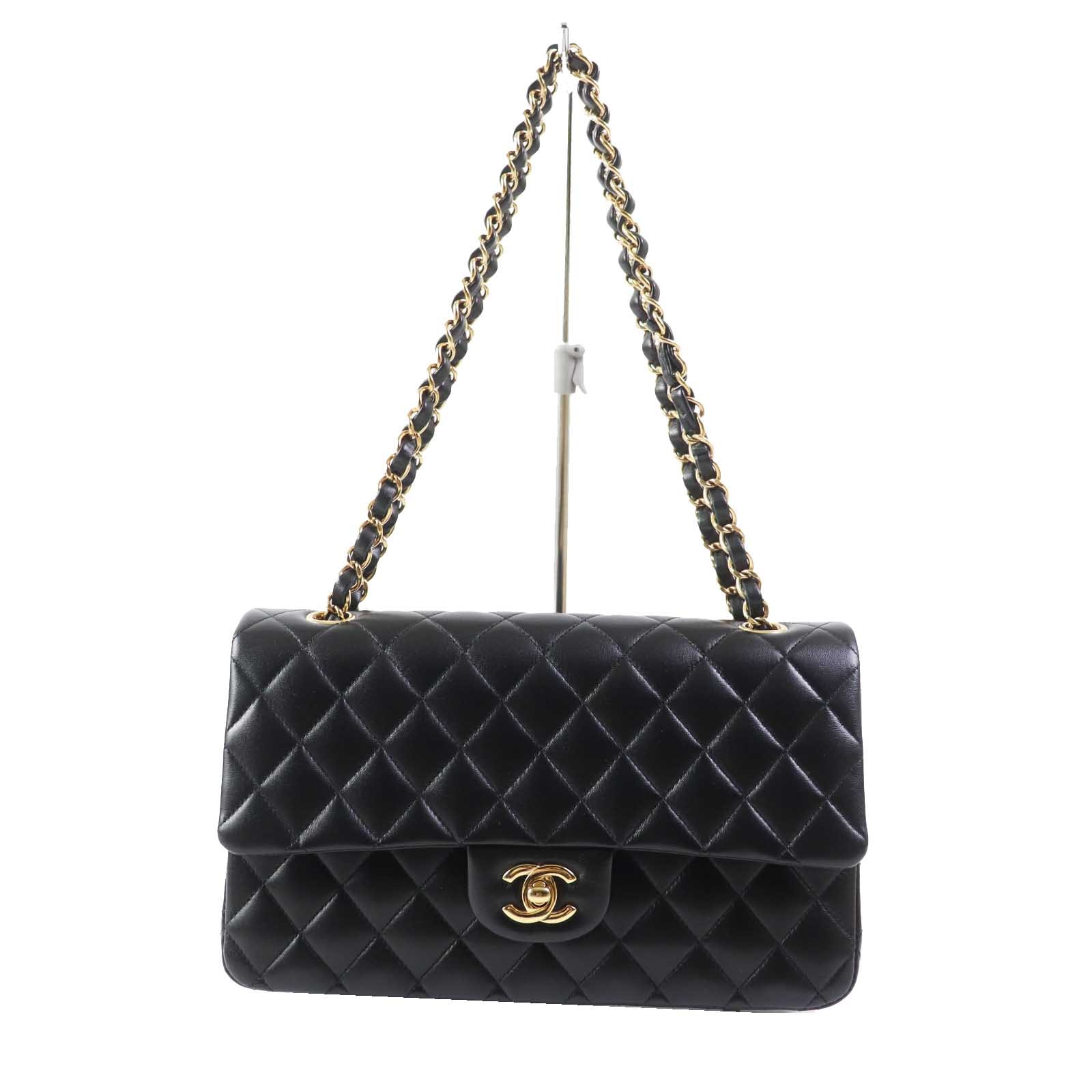 CHANEL Matelasse Classic Double Flap Lambskin "Black/Gold"