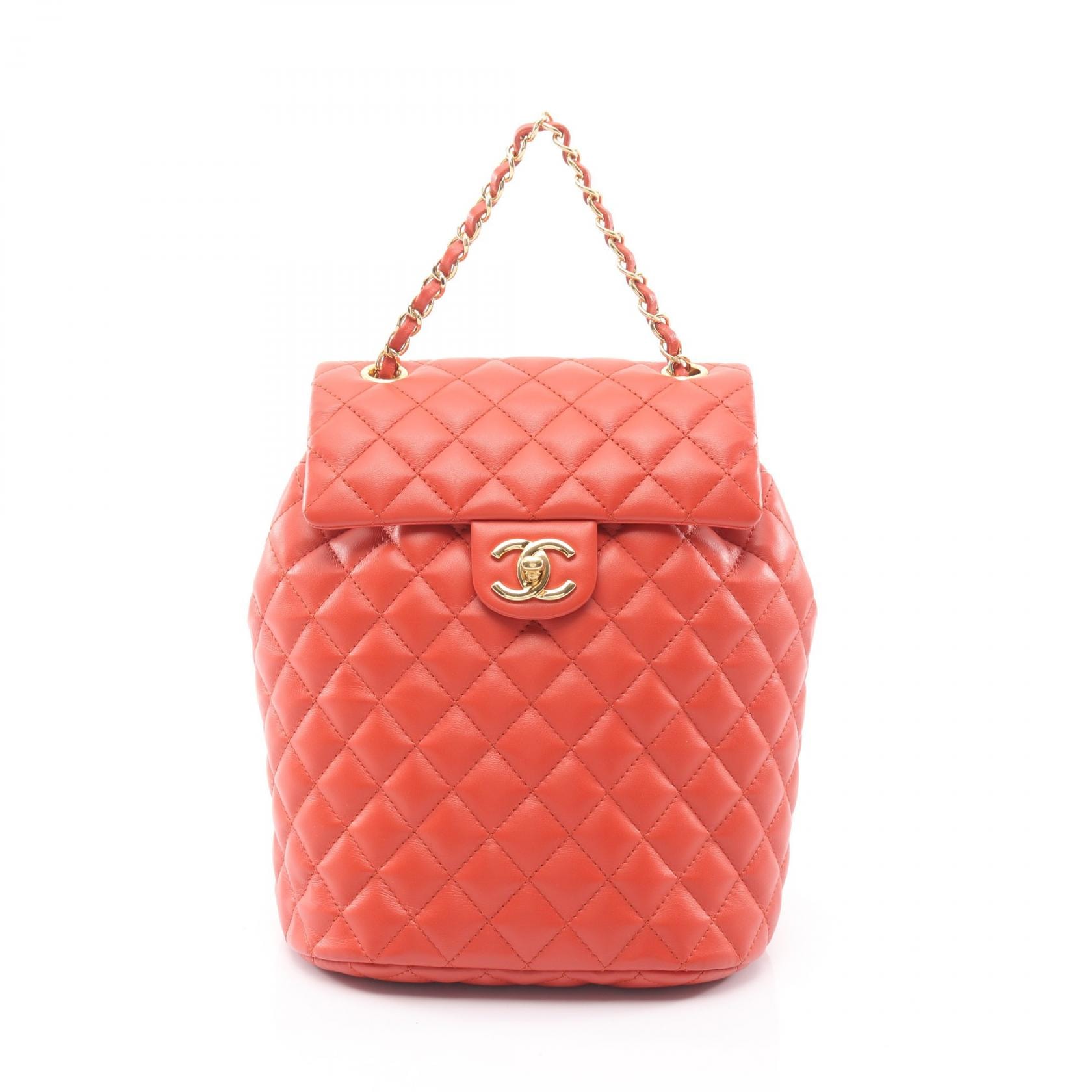 シャネル CHANEL マトラッセ リュックサック バックパック バッグ レザー レディース オレンジ系 【中古】