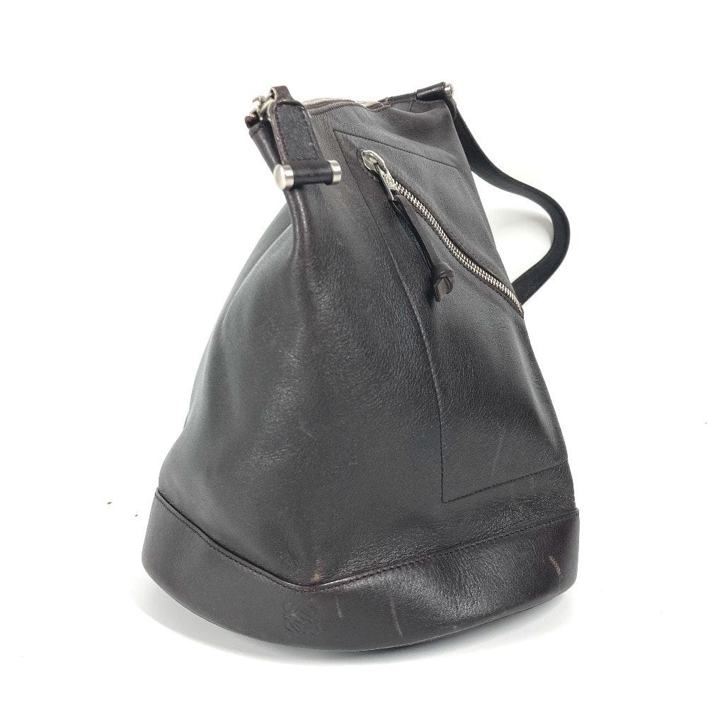 ロエベ LOEWE アントン アナグラム ロゴ カバン バックパック ショルダーバッグ リュックサック レザー ブラウン