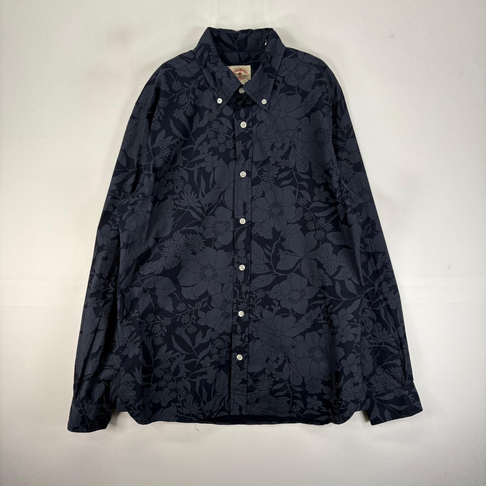 古着 ブルックスブラザーズ Brooks Brothers 長袖シャツ レッドフリース 花柄 M  ブラック系 総柄 メンズ
