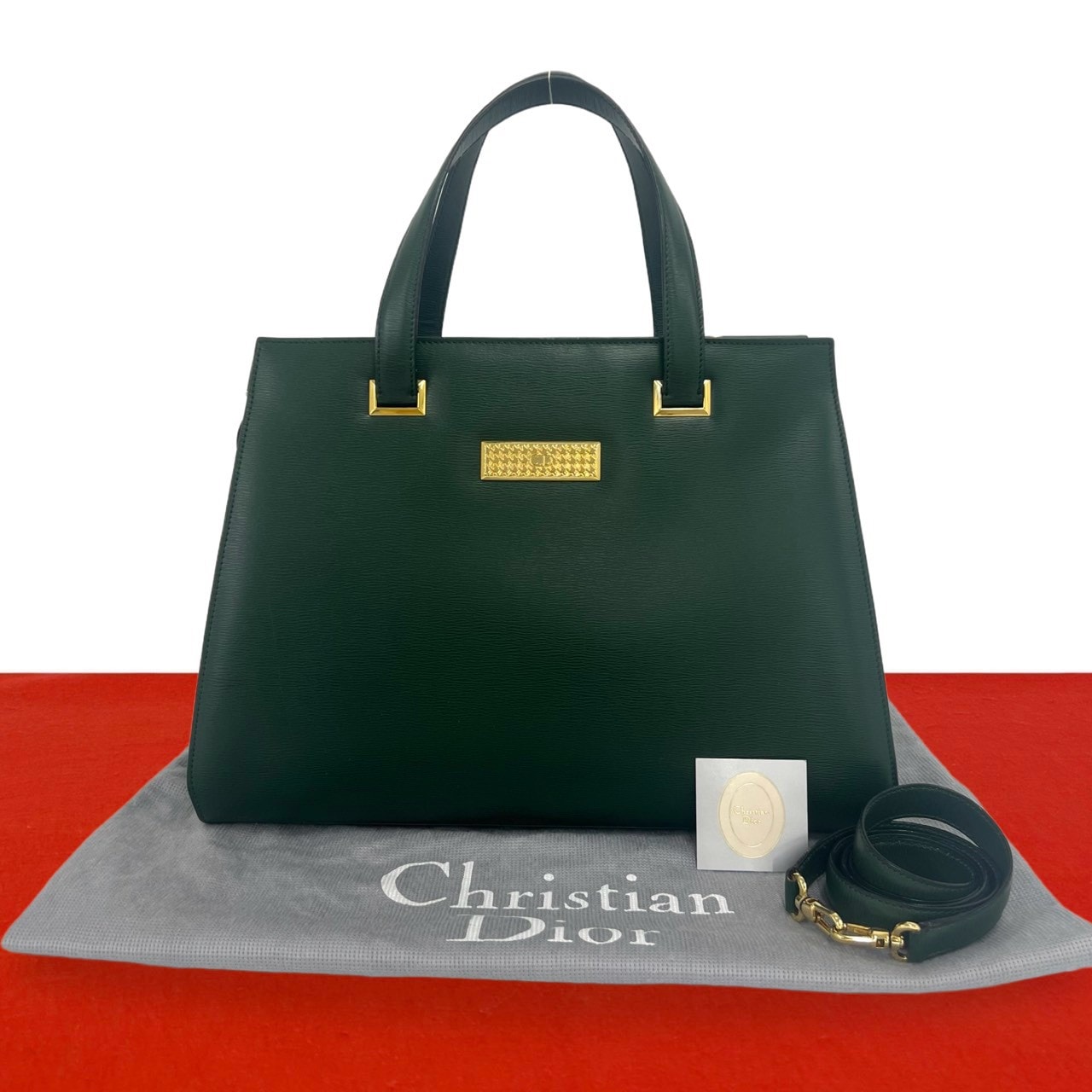 Christian Dior ディオール CD ロゴ 金具 レザー ショルダーバッグ グリーン
39133