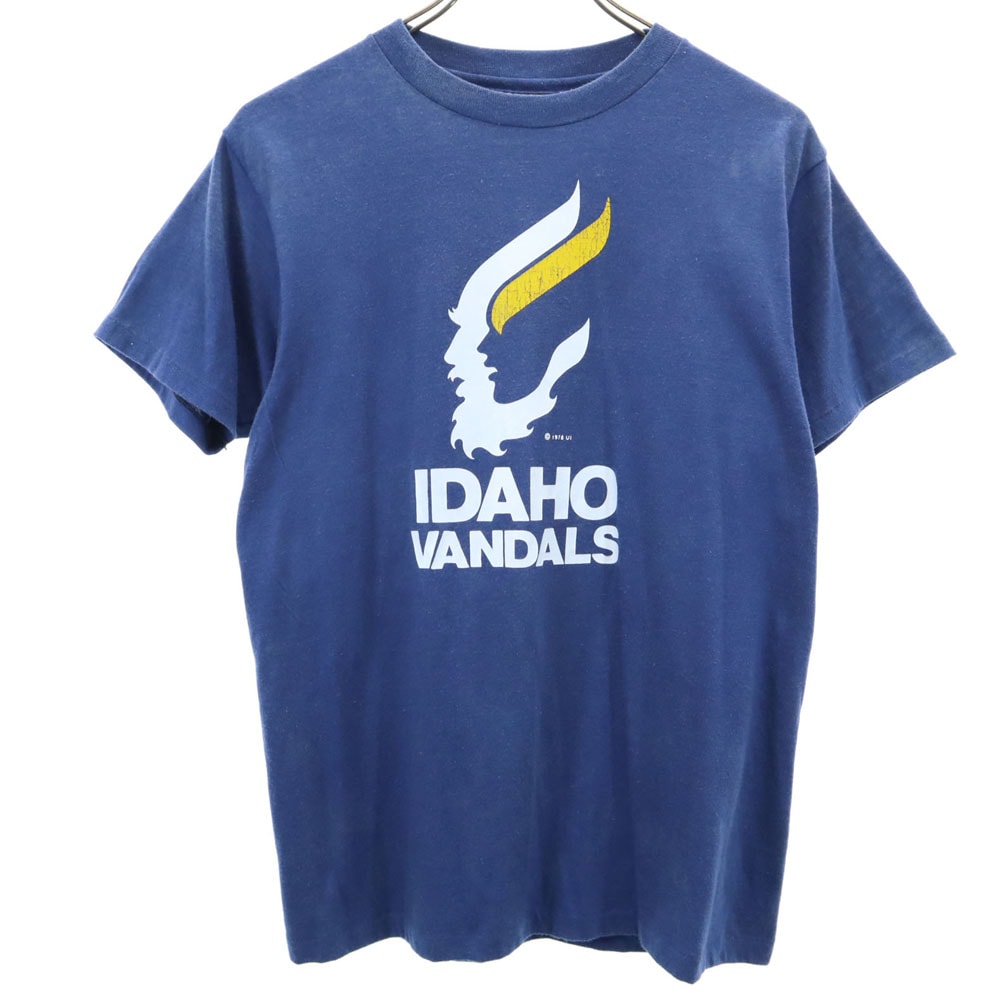 Hanes ヘインズ 70s USA製 ヴィンテージ オレンジタグ 両面プリント 半袖 Tシャツ M ブルー