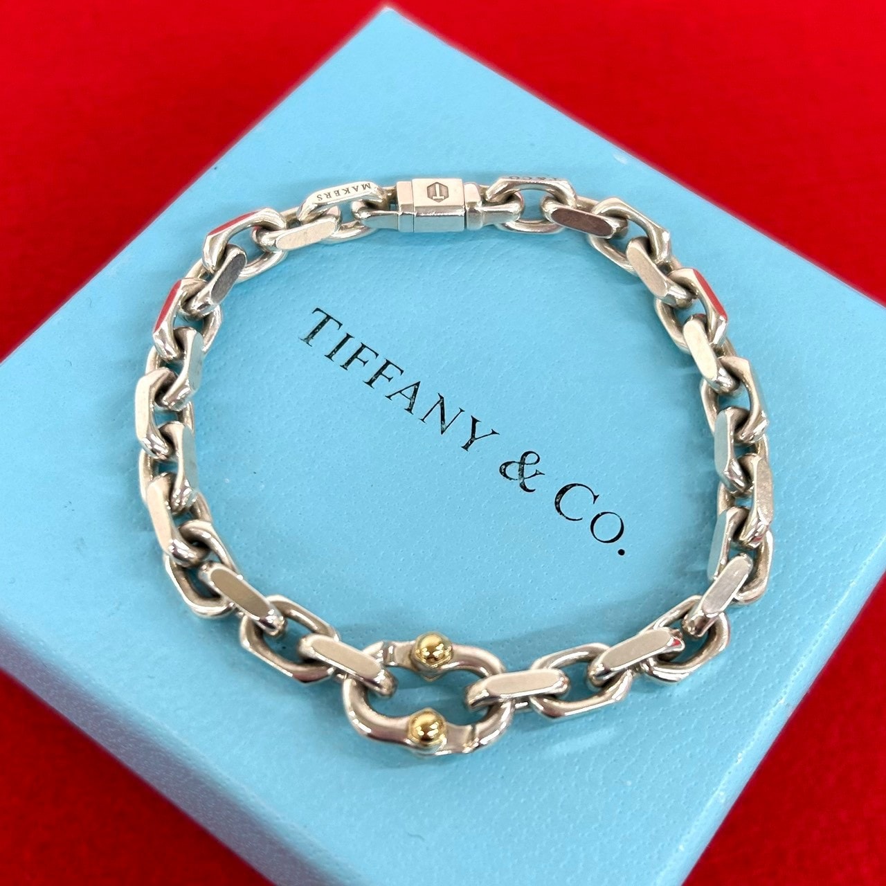 TIFFANY&Co. ティファニー メイカーズ ブレスレット シルバー925 K18イエローゴールド ブレスレット シルバー
 235-9