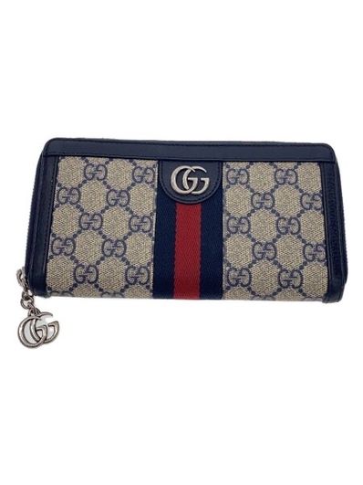 GUCCI Ophidia GG Zip Around Wallet "Beige/Blue"