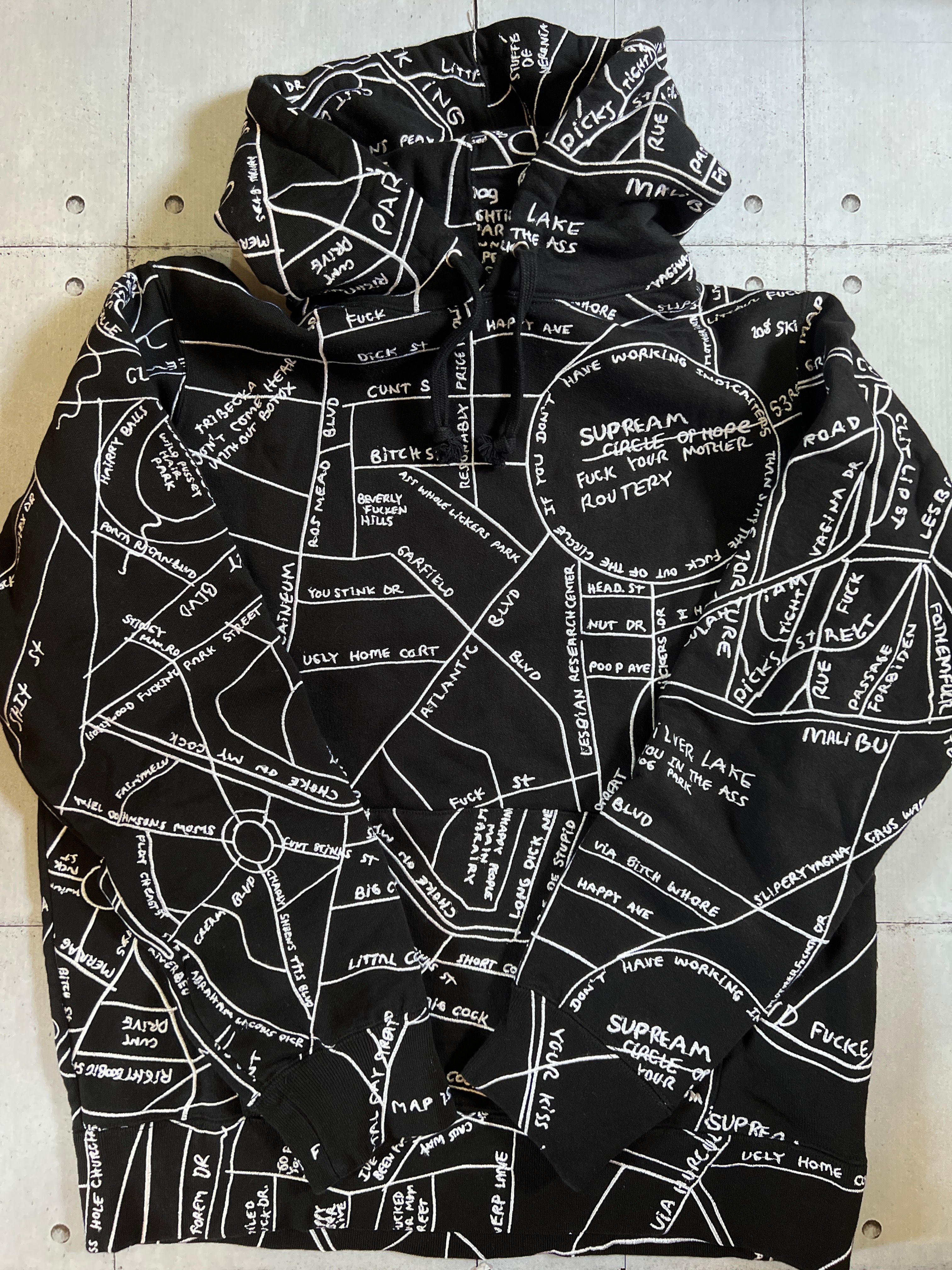 Supreme Gonz Embroidered Map Hooded Sweatshirt "Black"