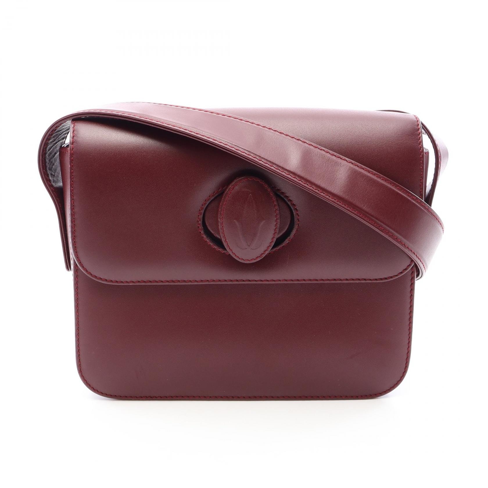 カルティエ CARTIER マストライン ショルダーバッグ バッグ レザー レディース ボルドー系 【中古】
