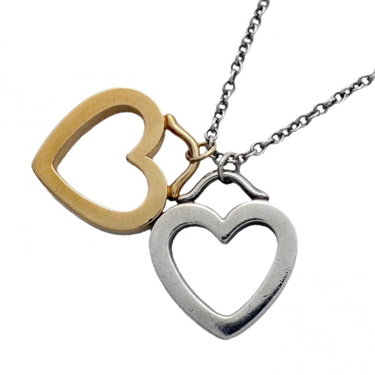 【6jcb0911-k】ティファニー ネックレス センチメンタル/ダブルハート K18YG イエローゴールド シルバー925【中古】レディース