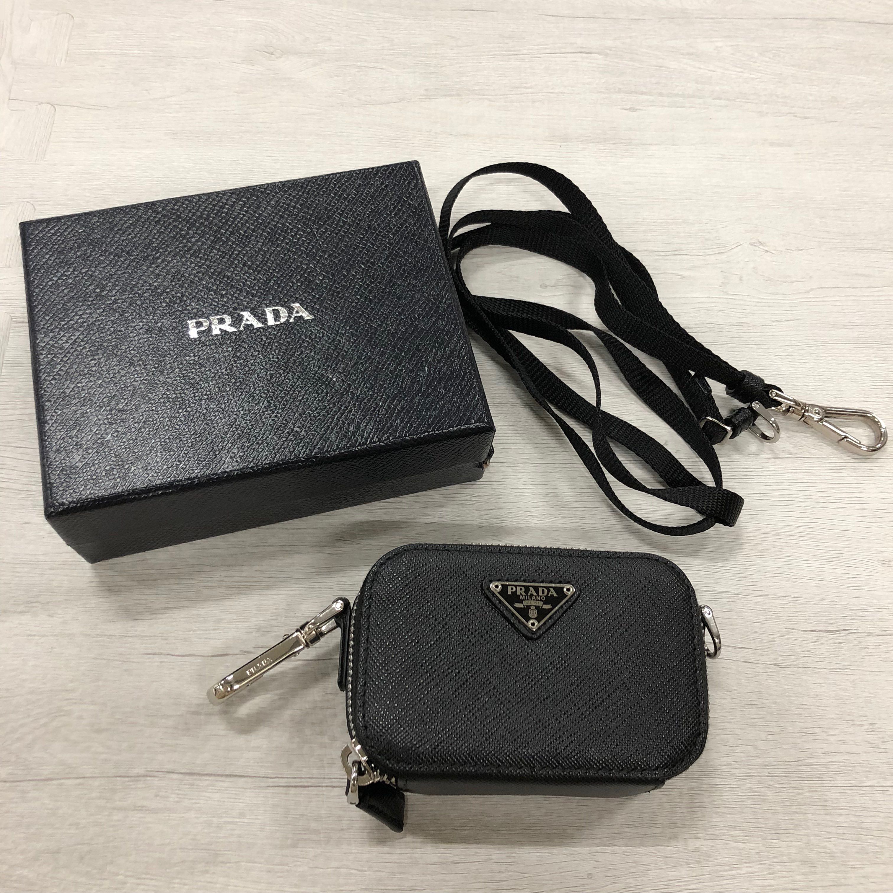 PRADA Saffiano Leather Mini Pouch "Black"
