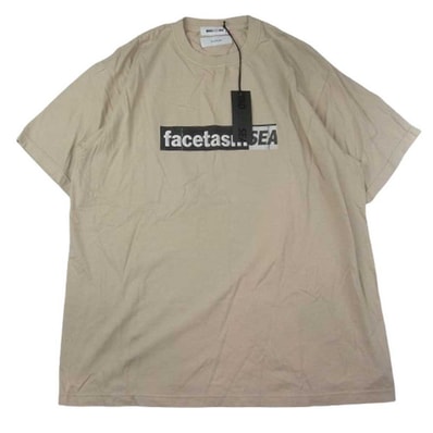 WIND AND SEA ウィンダンシー Tシャツ 21SS WDS-FACE-03 × FACETASM ファセッタズム ロゴプリント Tシャツ ベージュ系 XL【中古】