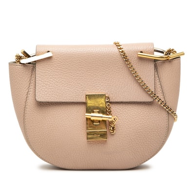 クロエ ドリュー 斜め掛け チェーン ショルダーバッグ ピンク レザー レディース Chloe 【中古】