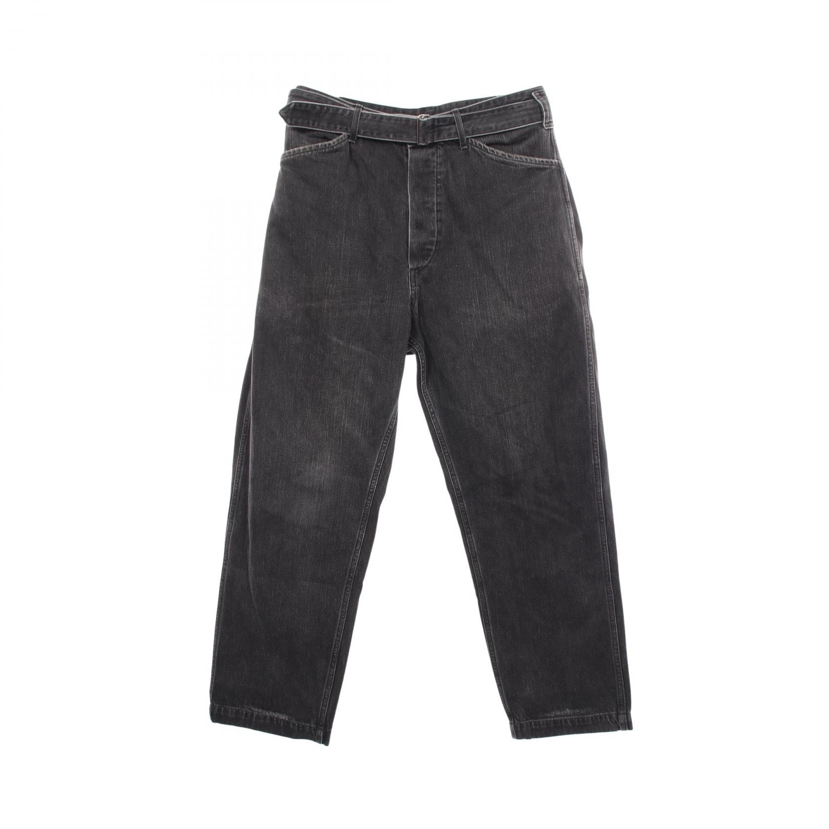 コモリ COMOLI ベルト付き ボタンフライ デニムパンツ 衣料品 ボトムス コットン メンズ ブラック系 【中古】