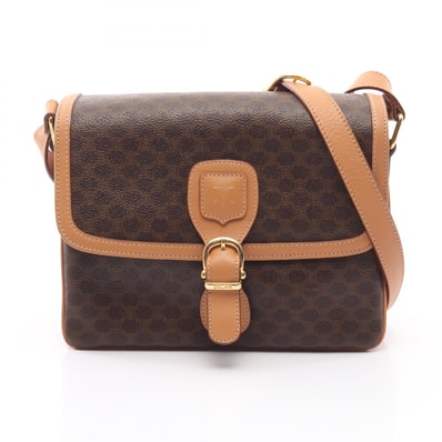 セリーヌ CELINE マカダム ショルダーバッグ バッグ PVCコーティングキャンバス レザー レディース ブラウン系 / ベージュ系 【中古】