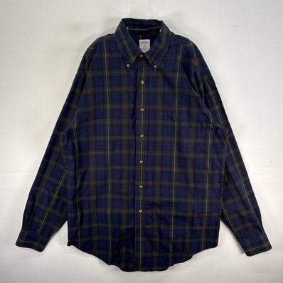 古着 ブルックスブラザーズ Brooks Brothers 長袖シャツ チェック 胸ポケ 346 M ネイビー系 マルチカラー メンズ