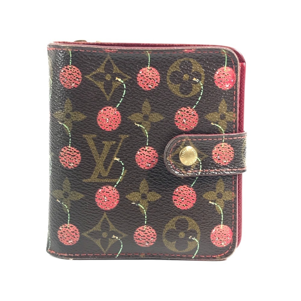 ルイヴィトン LOUIS VUITTON コンパクトジップ M95005 モノグラムチェリー 村上隆 サクランボ コンパクトウォレット 2つ折り財布 モノグラムチェリーキャンバス ブラウン