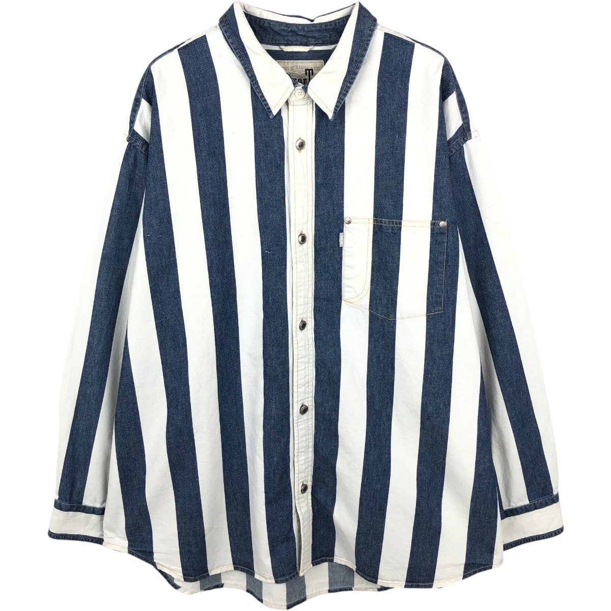 古着 リーバイス Levi's SILVER TAB シルバータブ ストライプ柄 長袖 デニムシャツ メンズL相当/eaa664894