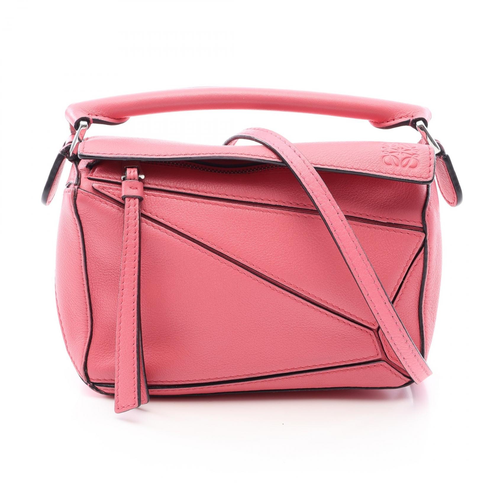 ロエベ LOEWE パズルバッグ ミニ 2WAY ハンドバッグ バッグ レザー レディース ピンク系 【中古】