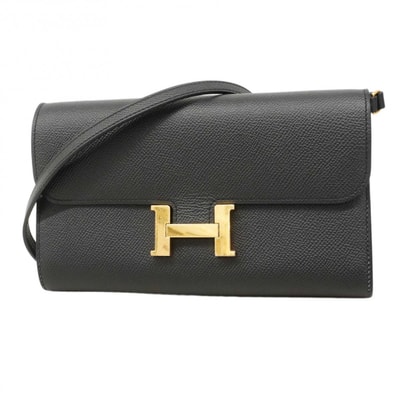 【6dd4475-h】エルメス ショルダーウォレット コンスタンスロングトゥーゴー ヴォーエプソン ブラック ゴールド金具 Z刻印【中古】レディース