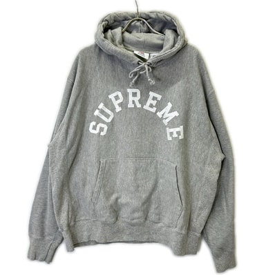 シュプリーム ×Champion 25SS グレー アーチロゴ スウェット プルオーバーパーカー XL