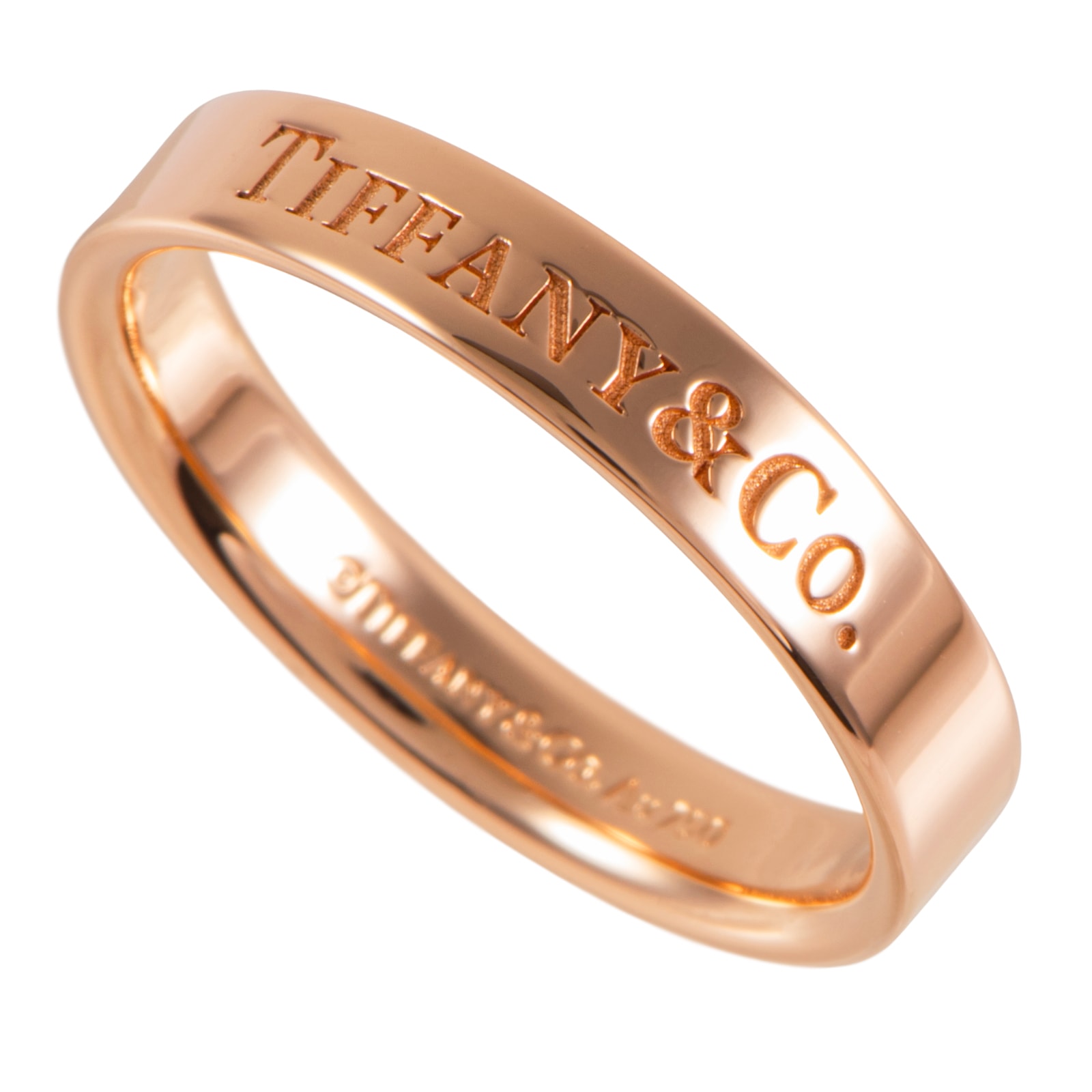 TIFFANY&Co. ティファニー フラットバンド リング 指輪 18号 K18PG ピンク ゴールド【中古】