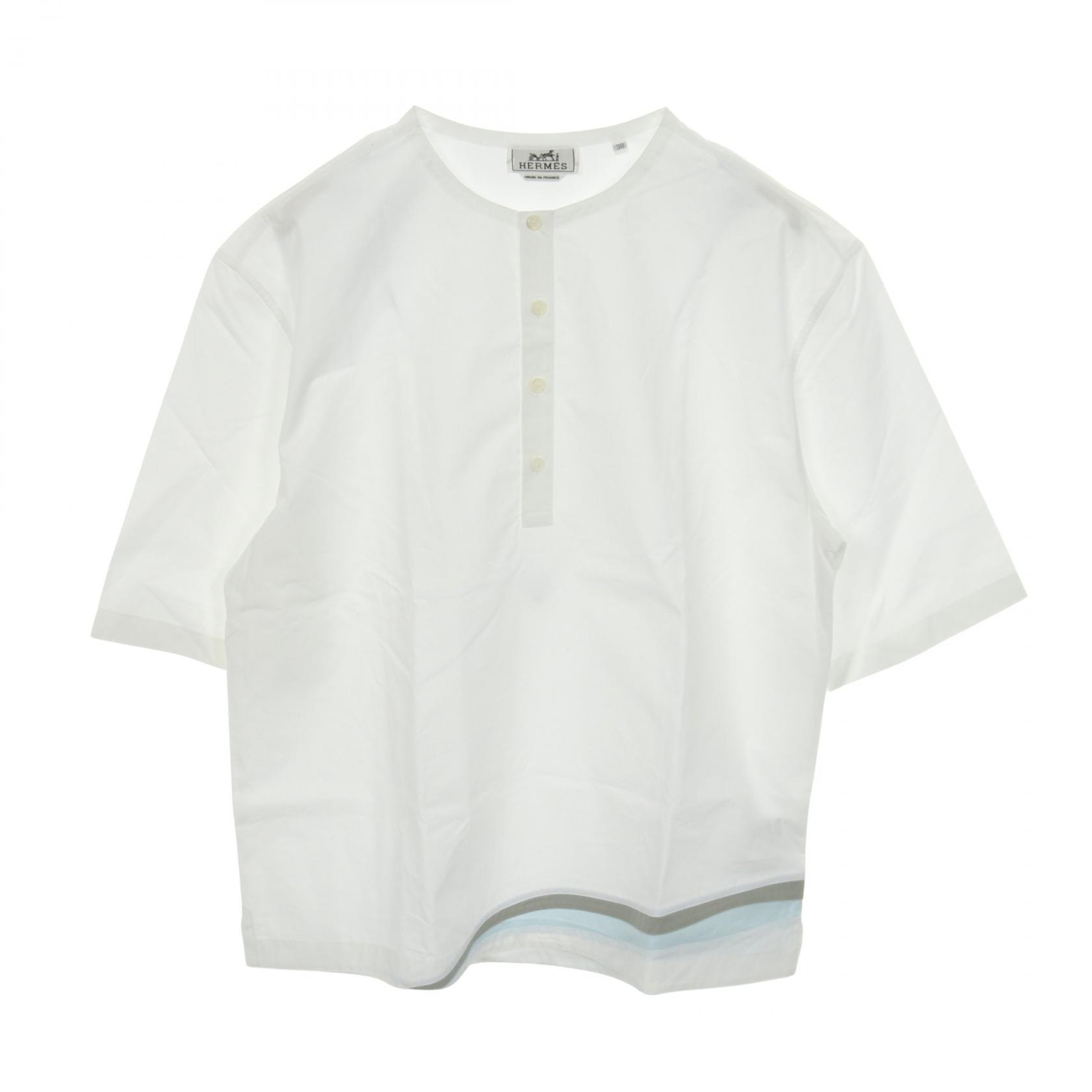エルメス HERMES 衣料品 トップス コットン ホワイト メンズ ホワイト系 / グレー系 / ブルー系 【中古】